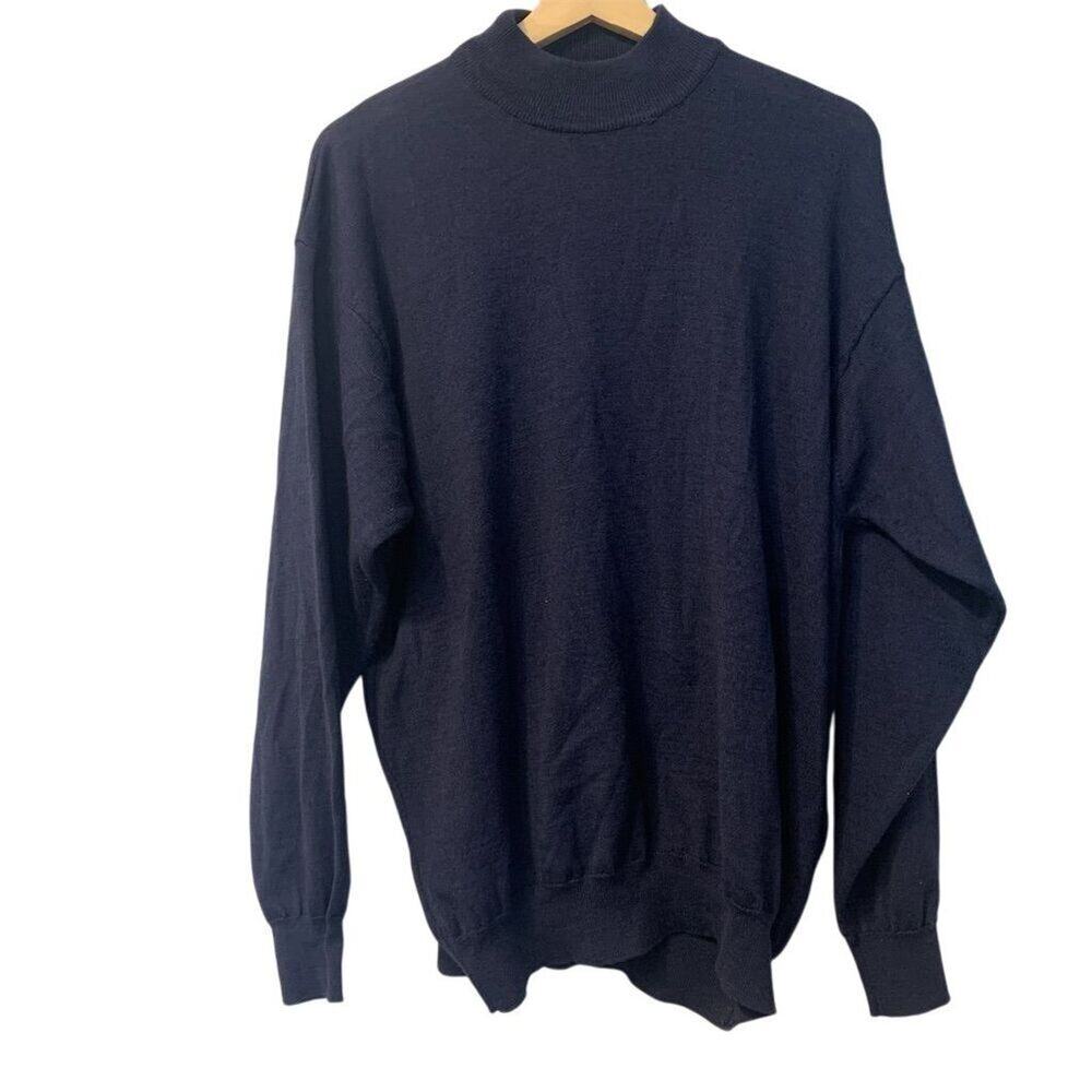 Vintage Linea Uomo Men's 2XL Navy Wool Blend Crewneck Sweater Pullover‎